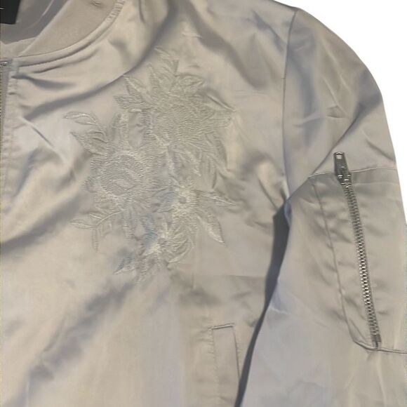 Lunik Silver Gray Embroidered Detail Full Zip Varsity Jacket Size XL - Picture 4 of 11